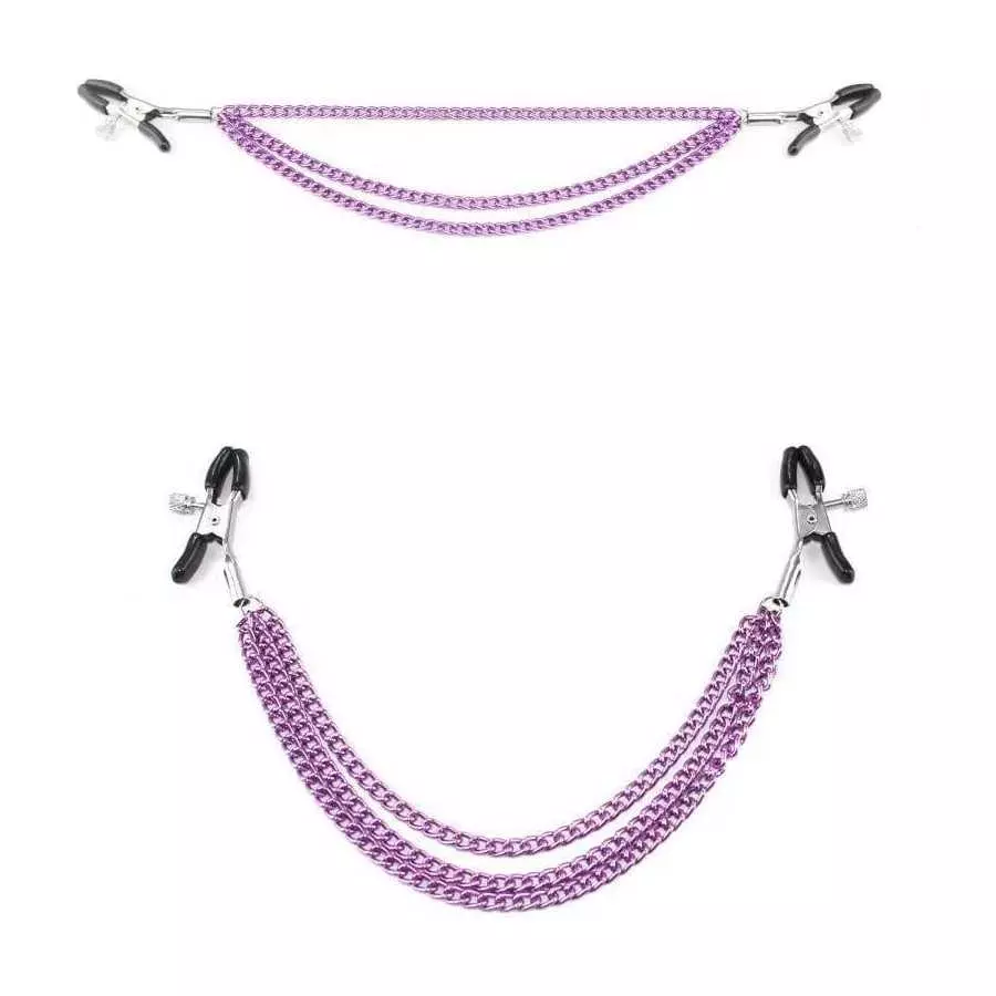 GOVVI Nipple Clamps Sex Pleasure Women,Nipple Clip with Chain Nipple Clamps, Non Piercing Adjustable Clips,Clip On Nipple Rings