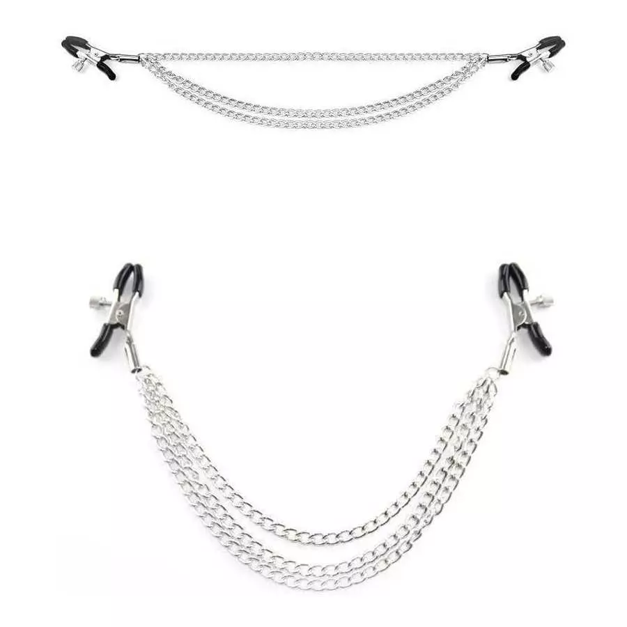 GOVVI Nipple Clamps Sex Pleasure Women,Nipple Clip with Chain Nipple Clamps, Non Piercing Adjustable Clips,Clip On Nipple Rings