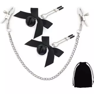 3 PCs Nipple Clamps with Chain & Bow-knot, Nipple Clamps Non Piercing, Nipple Clips for Women Pleasure Sex