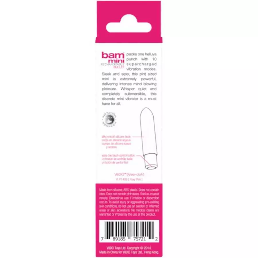 VeDO Bam Mini Rechargeable Bullet Vibrator (Pink)