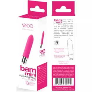VeDO Bam Mini Rechargeable Bullet Vibrator (Pink)