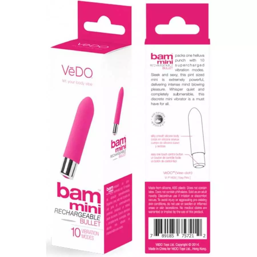 VeDO Bam Mini Rechargeable Bullet Vibrator (Pink)
