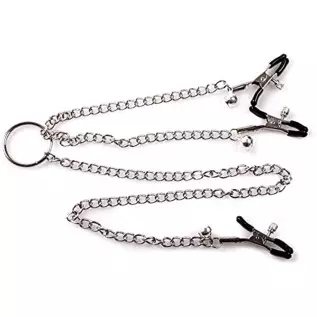 NAYIYE Non Piercing Nipple Clamps with Chain& Bells,Adjustable Nipple Clamps, Nipple Rings Breast Stimulation Toys, Nipple Clamp