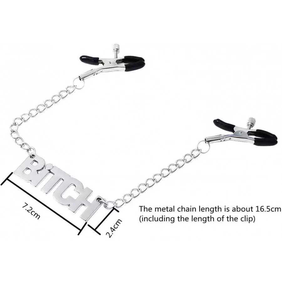 Nipple Clamps for Pleasure Sex,Adjustable Nipple Clips Clamps with Letter Chain Clamp, Nipple Clamps for Pleasure Sex,SM Stainle