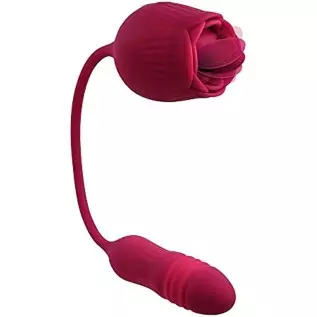 Evolved Love is Back - Wild Rose - 10 Speed Vibrating Flicking Silicone Rechargeable Tongue Vibrator - Red