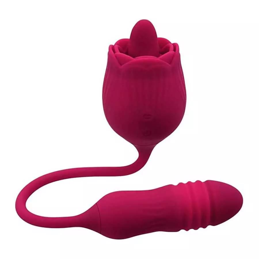 Evolved Love is Back - Wild Rose - 10 Speed Vibrating Flicking Silicone Rechargeable Tongue Vibrator - Red