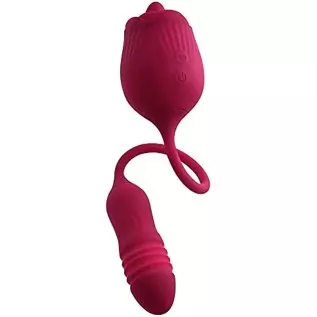 Evolved Love is Back - Wild Rose - 10 Speed Vibrating Flicking Silicone Rechargeable Tongue Vibrator - Red