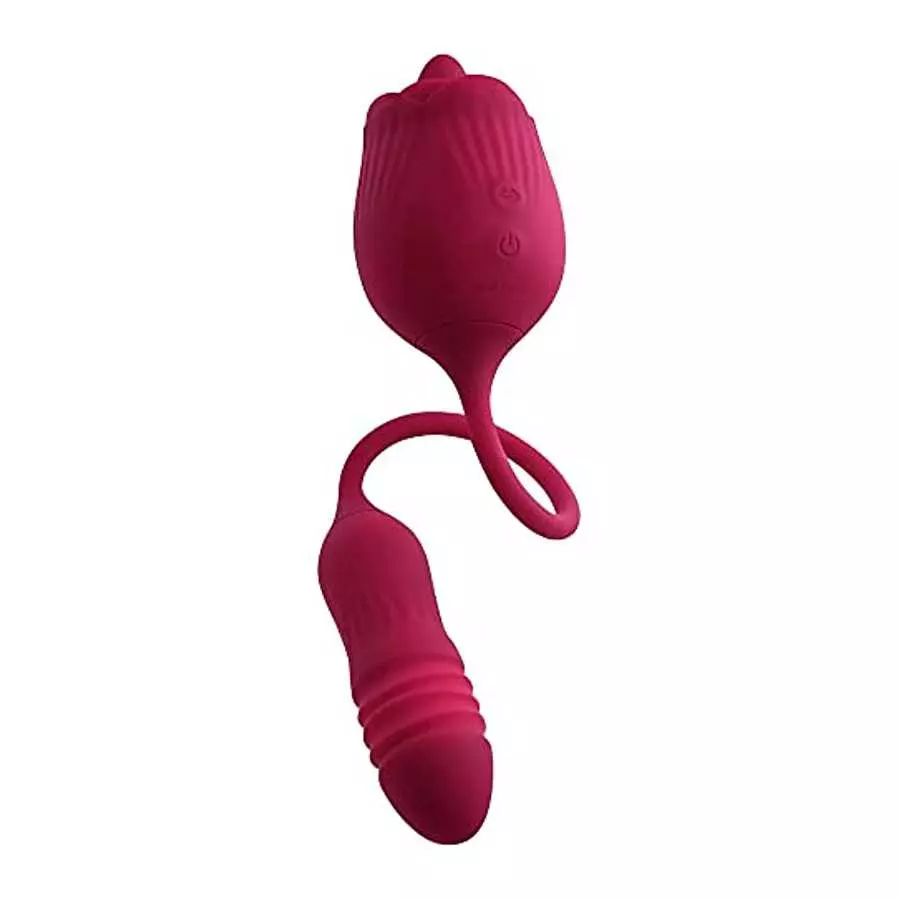 Evolved Love is Back - Wild Rose - 10 Speed Vibrating Flicking Silicone Rechargeable Tongue Vibrator - Red