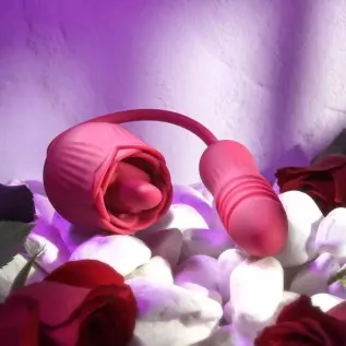 Evolved Love is Back - Wild Rose - 10 Speed Vibrating Flicking Silicone Rechargeable Tongue Vibrator - Red