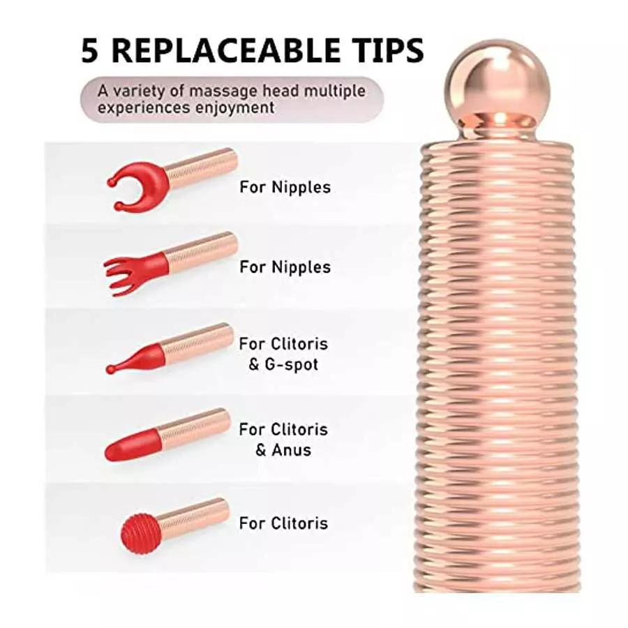 Mini Bullet Vibrator with 5 Replaceable Tips and 10 Vibration Modes, G Spot Couples Women Adult Sex Toy for Nipple Clit Anal, Fe