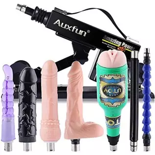Auxfun Sex Machine Thrusting Dildos Machines for Men with Masturbator Cup Realistic Dildo Puming Gun with 3XLR Attachments 7 Adu