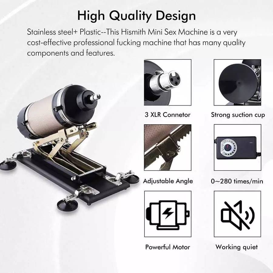 Hismith Mini Sex Machine Thrusting with 7 attachments Lifelike Dildos and Masturbation Cup for Unisex, Powerful Speed Love Machi