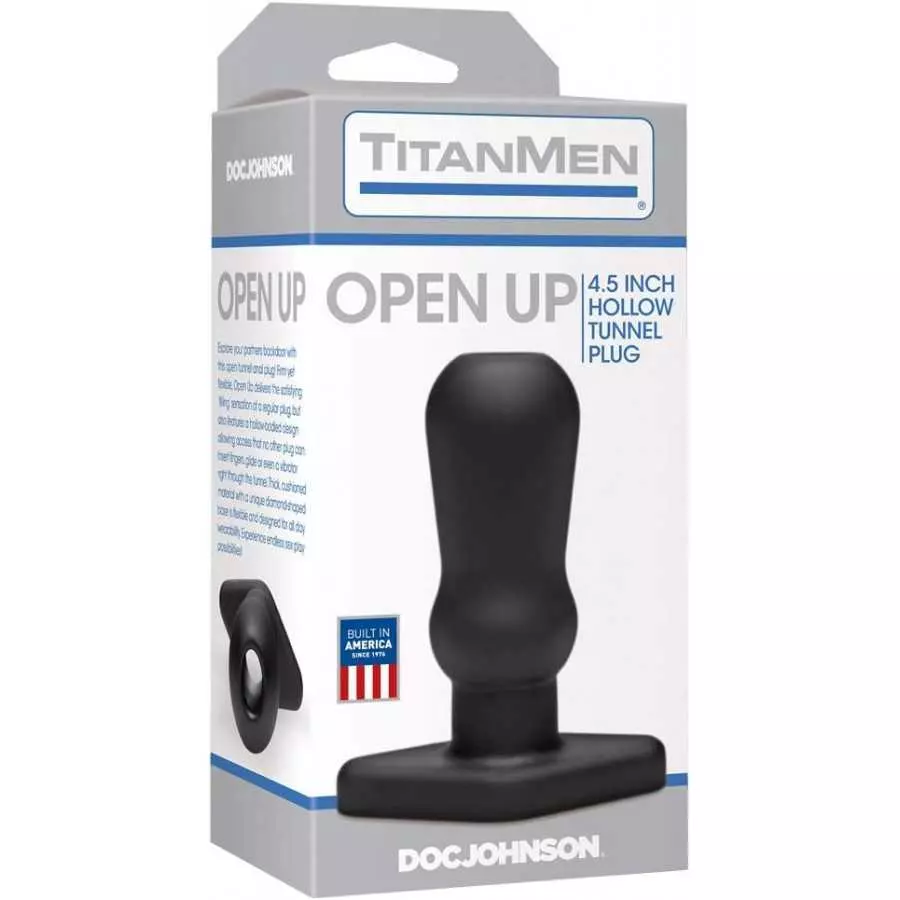 Doc Johnson Titanmen - Open Up - 4.5 Inch Hollow Tunnel Anal Plug with 5.35 Inch Girth - Flared Safety Base - Matte Finish - But