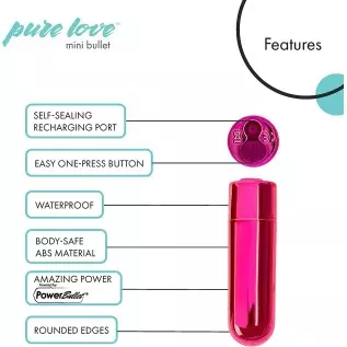 Pure Love Mini Bullet Vibrator, Rechargeable, Travel Size, Adult Sex Toy, Pink Color Pure Love Mini Bullet Vibrator, Rechargeable, Travel Size, Adult Sex Toy, Pink Color