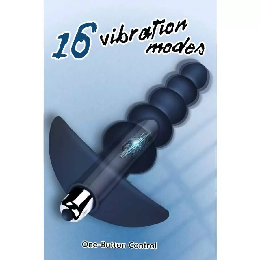 Vibrating Anal Beads Butt Plug - Flexible Silicone 16 Vibration Modes Graduated Design Anal Sex Toy Waterproof Bullet Vibrator f