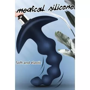 Vibrating Anal Beads Butt Plug - Flexible Silicone 16 Vibration Modes Graduated Design Anal Sex Toy Waterproof Bullet Vibrator f