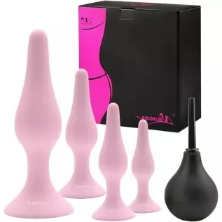 Hisionlee Sexy Toys 4PCS Anal Plug Set Silicone Anal Butt Plug Adult Sex Toys for Women,Men and Beginners(Black)