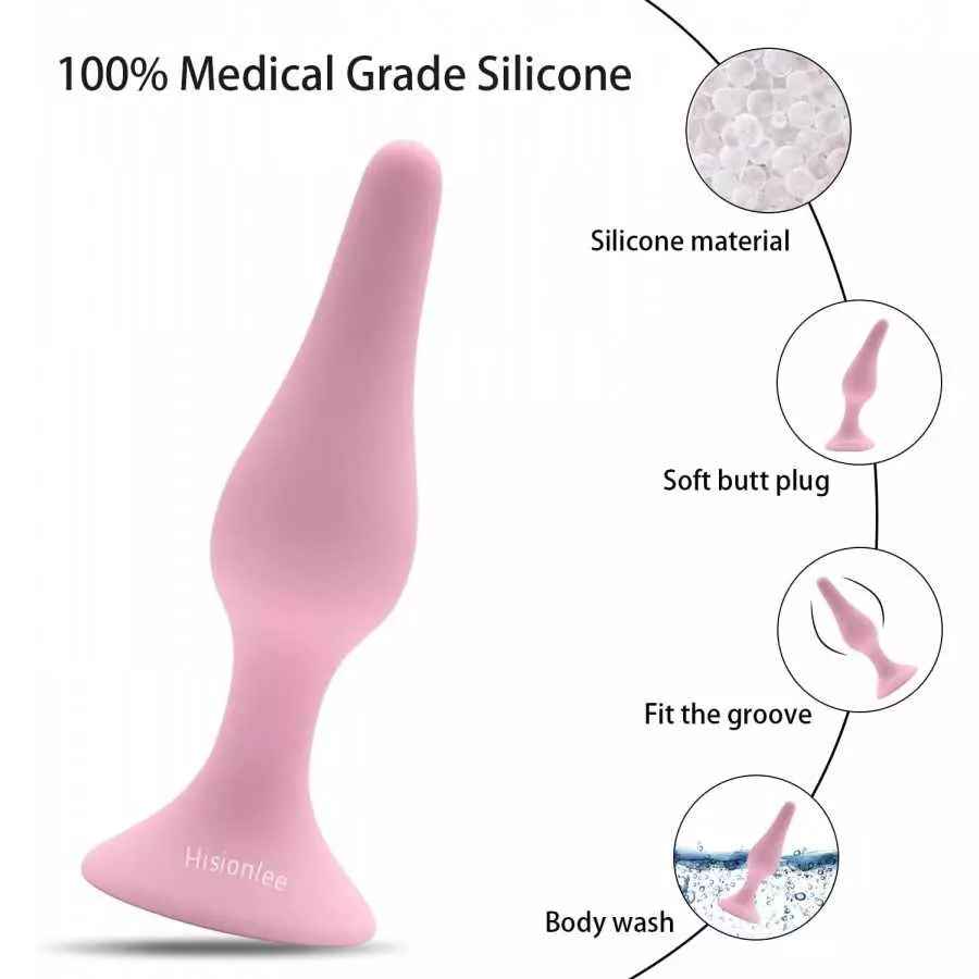 Hisionlee Sexy Toys 4PCS Anal Plug Set Silicone Anal Butt Plug Adult Sex Toys for Women,Men and Beginners(Black)