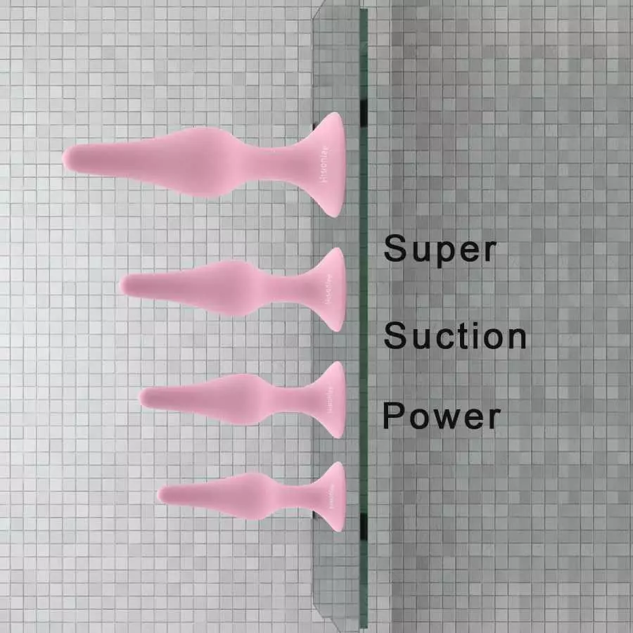 Hisionlee Sexy Toys 4PCS Anal Plug Set Silicone Anal Butt Plug Adult Sex Toys for Women,Men and Beginners(Black)