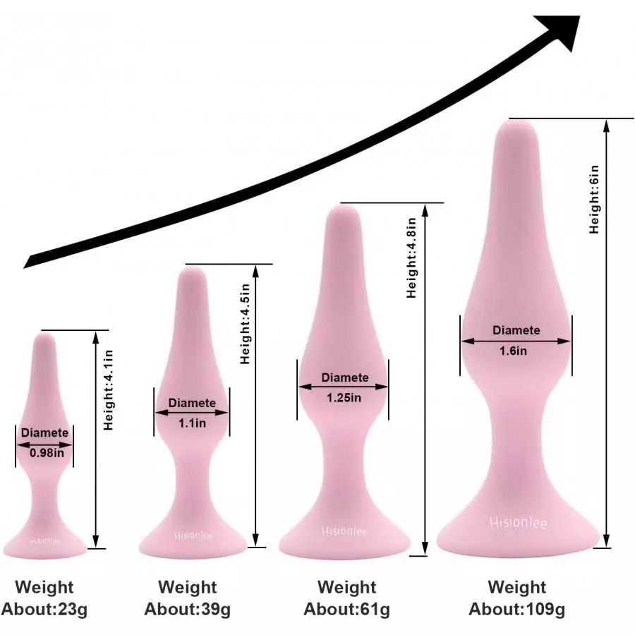 Hisionlee Sexy Toys 4PCS Anal Plug Set Silicone Anal Butt Plug Adult Sex Toys for Women,Men and Beginners(Black)