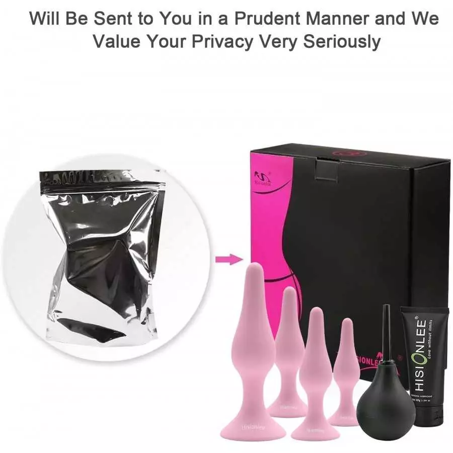 Hisionlee Sexy Toys 4PCS Anal Plug Set Silicone Anal Butt Plug Adult Sex Toys for Women,Men and Beginners(Black)