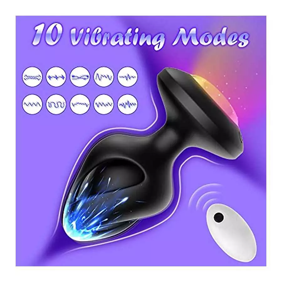 Anal Sex Toys for Men & Women, YAIORD Vibrating Butt Plug with 7 Vibration Modes, Anal Plug with 10M Remote Control & Waterproof
