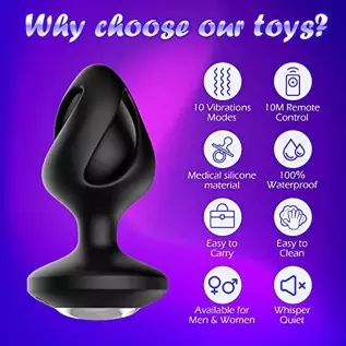 Anal Sex Toys for Men & Women, YAIORD Vibrating Butt Plug with 7 Vibration Modes, Anal Plug with 10M Remote Control & Waterproof Anal Sex Toys for Men & Women, YAIORD Vibrating Butt Plug with 7 Vibration Modes, Anal Plug with 10M Remote Control & Waterproof