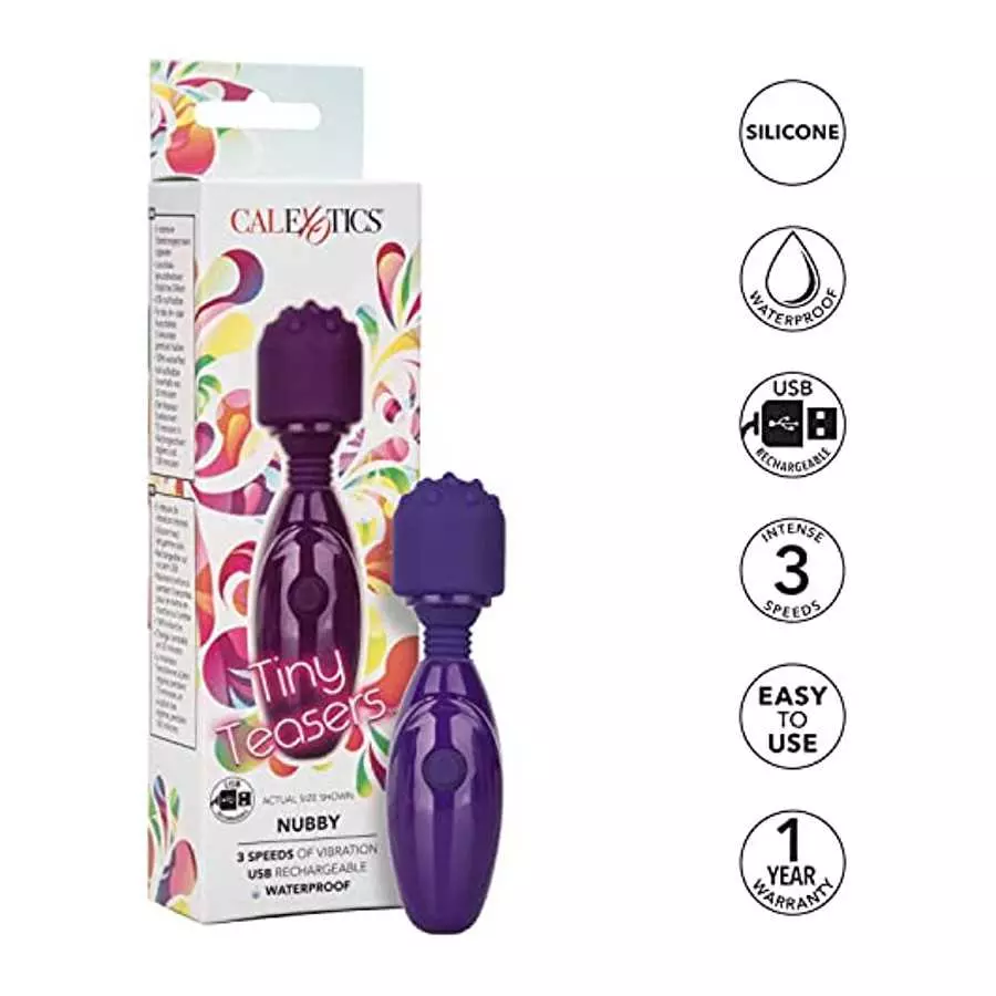 CalExotics Tiny Teasers Nubby - Waterproof Bullet Vibrator with Removable Tip - Adult Toys for Couples - Pocket Vibrator with Nu
