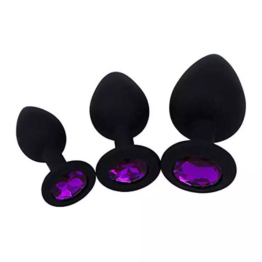Anal Sex Trainer 3PCS Silicone Jeweled Butt Plugs, Eastern Delights Anal Sex Toys Kit for Starter Beginner Men Women Couples, Bl Anal Sex Trainer 3PCS Silicone Jeweled Butt Plugs, Eastern Delights Anal Sex Toys Kit for Starter Beginner Men Women Couples, Bl