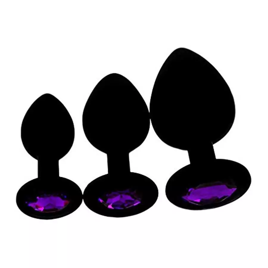 Anal Sex Trainer 3PCS Silicone Jeweled Butt Plugs, Eastern Delights Anal Sex Toys Kit for Starter Beginner Men Women Couples, Bl