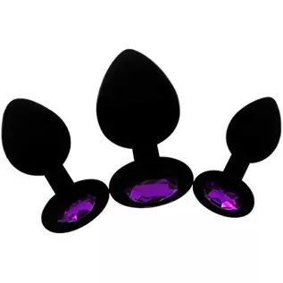 Anal Sex Trainer 3PCS Silicone Jeweled Butt Plugs, Eastern Delights Anal Sex Toys Kit for Starter Beginner Men Women Couples, Bl