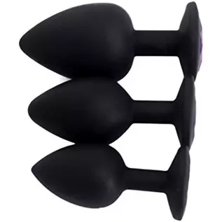 Anal Sex Trainer 3PCS Silicone Jeweled Butt Plugs, Eastern Delights Anal Sex Toys Kit for Starter Beginner Men Women Couples, Bl