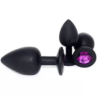 Anal Sex Trainer 3PCS Silicone Jeweled Butt Plugs, Eastern Delights Anal Sex Toys Kit for Starter Beginner Men Women Couples, Bl