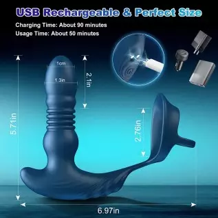 Thrusting Anal Vibrator Prostate Massager with Cock Ring, Krumppo App & Remote Control Anal Sex Toy with 9 Thrusting & Vibrating Thrusting Anal Vibrator Prostate Massager with Cock Ring, Krumppo App & Remote Control Anal Sex Toy with 9 Thrusting & Vibrating