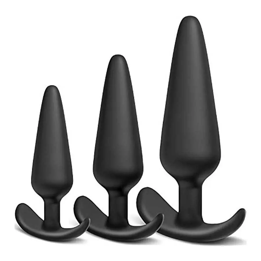 Silicone Anal Plug, Pack of 3 Butt Plugs Training Set for Beginners Advanced Users with Flared Base Prostate Sex Toys Silicone Anal Plug, Pack of 3 Butt Plugs Training Set for Beginners Advanced Users with Flared Base Prostate Sex Toys