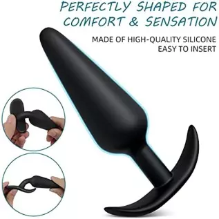 Silicone Anal Plug, Pack of 3 Butt Plugs Training Set for Beginners Advanced Users with Flared Base Prostate Sex Toys