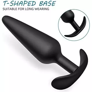 Silicone Anal Plug, Pack of 3 Butt Plugs Training Set for Beginners Advanced Users with Flared Base Prostate Sex Toys