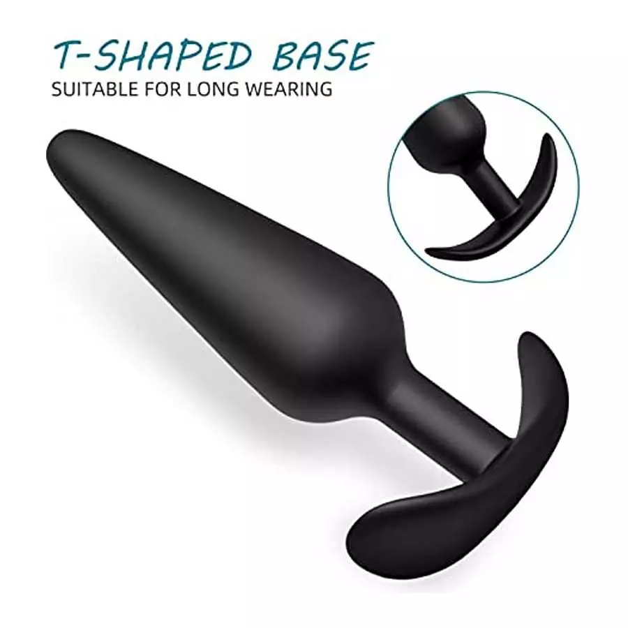 Silicone Anal Plug, Pack of 3 Butt Plugs Training Set for Beginners Advanced Users with Flared Base Prostate Sex Toys