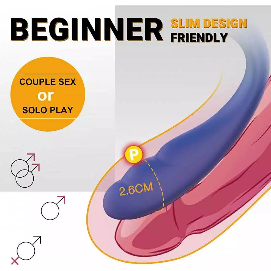 Wearable Prostate Massager with Ball & Cock Ring - LATUNE Fully Flexible & Comfortable Anal Vibrator Taint Teaser with 13 Quiet 