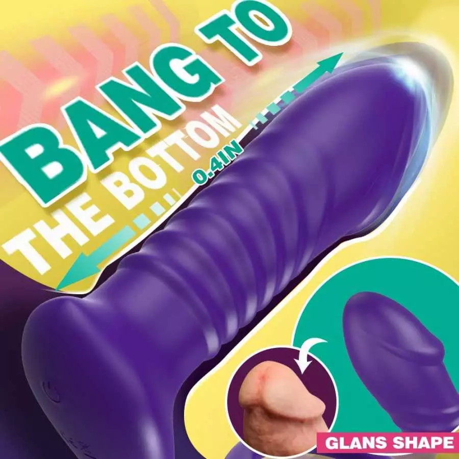 Thrusting Anal Vibrator with Thick Penis Ring, 3*10 Vibrating&Telescopic Prostate Massager Vibrator Dildo Shaped Anal Plug, TIVI