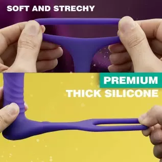 Thrusting Anal Vibrator with Thick Penis Ring, 3*10 Vibrating&Telescopic Prostate Massager Vibrator Dildo Shaped Anal Plug, TIVI