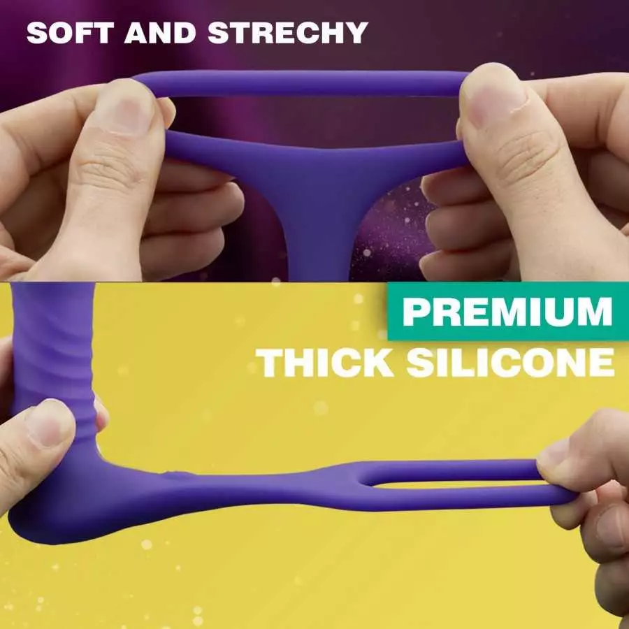 Thrusting Anal Vibrator with Thick Penis Ring, 3*10 Vibrating&Telescopic Prostate Massager Vibrator Dildo Shaped Anal Plug, TIVI