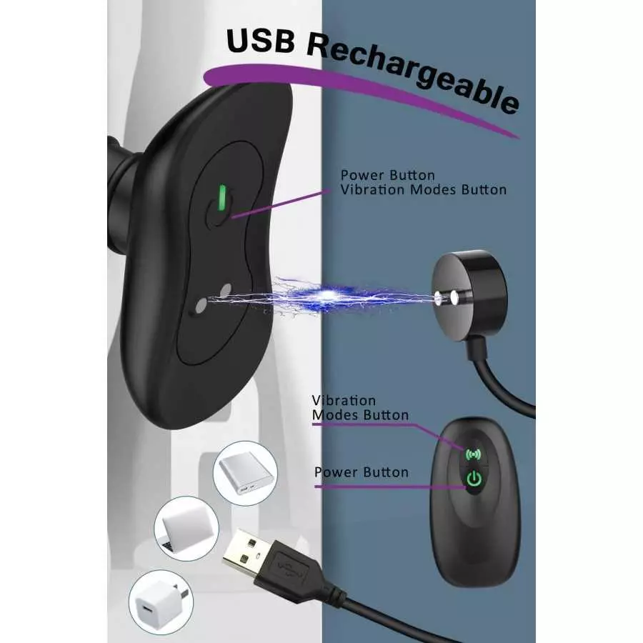 Vibrating Butt Plug, Silicone Rechargeable Anal Vibrator with Remote Control 6 Vibration Modes Waterproof Anal Sex Toys for Men,