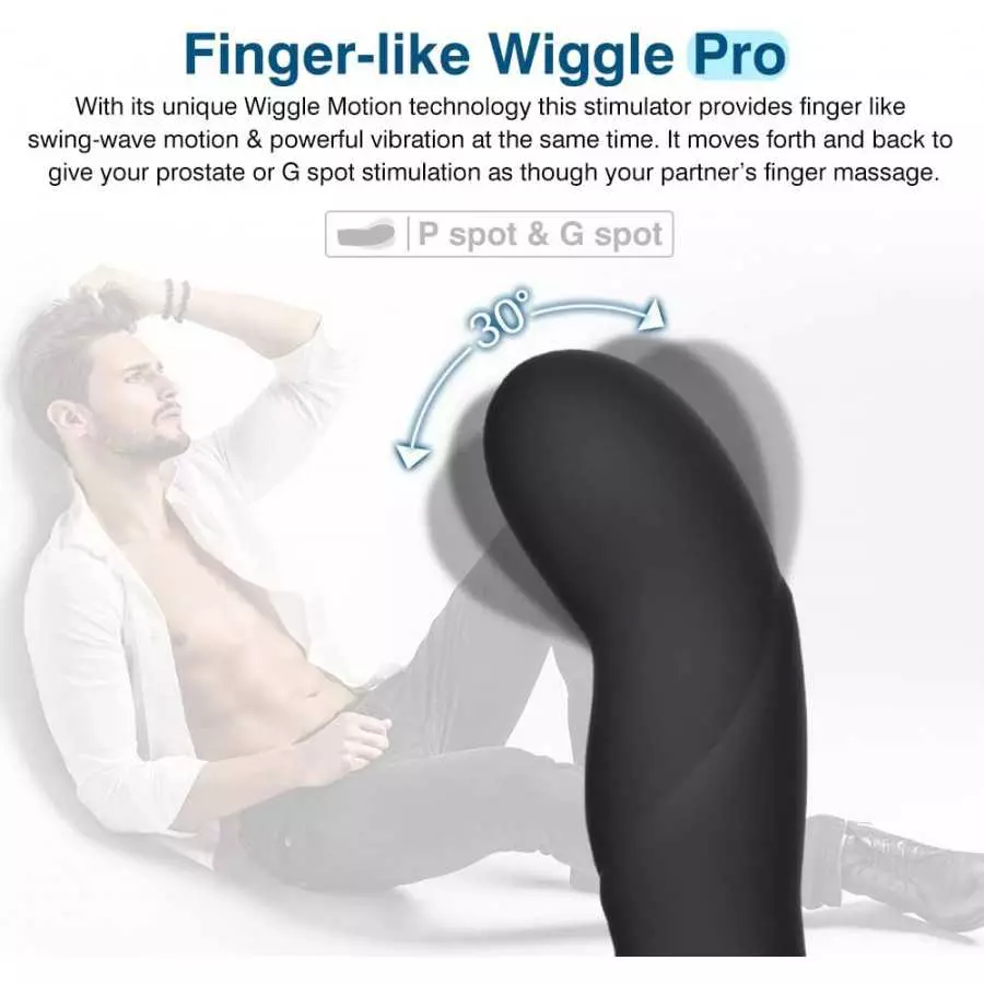 Wiggle Motion Prostate Massager Anal Plug, Aumood Vibrating Male Anal Sex Toys for Men Women Couples Adult Sex Pleasure, Remote 