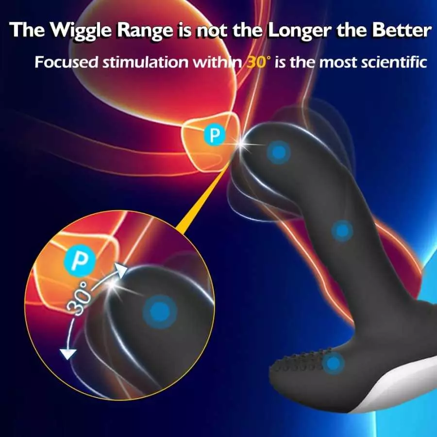 Wiggle Motion Prostate Massager Anal Plug, Aumood Vibrating Male Anal Sex Toys for Men Women Couples Adult Sex Pleasure, Remote 