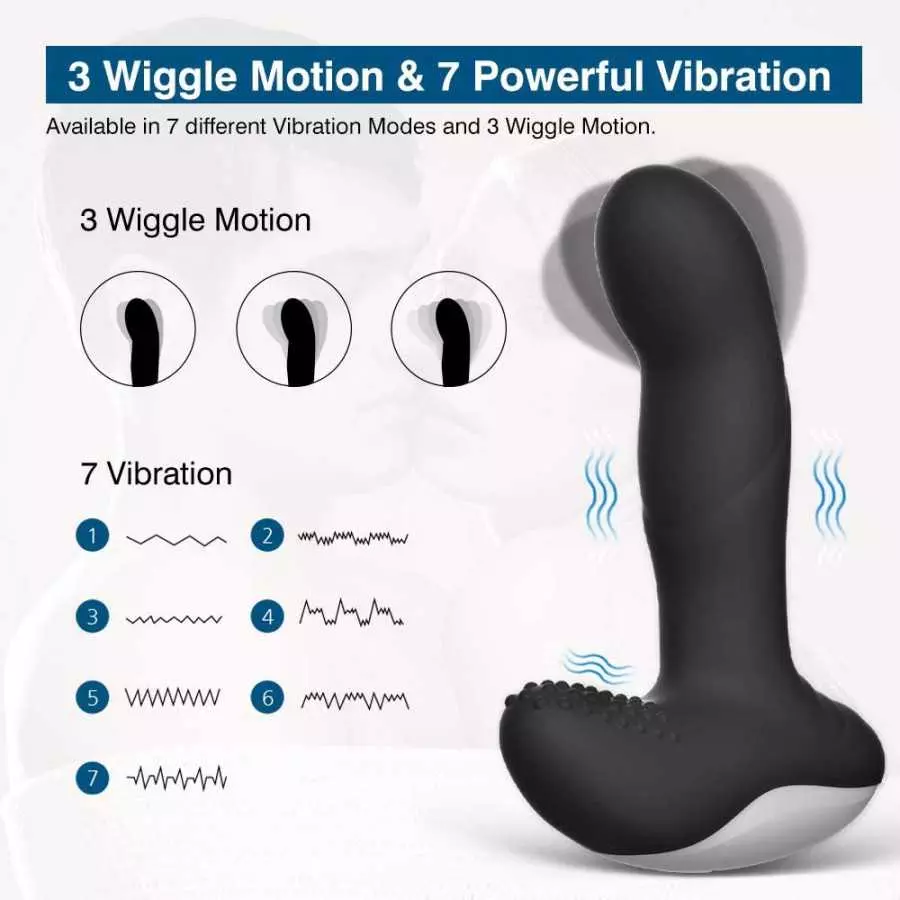 Wiggle Motion Prostate Massager Anal Plug, Aumood Vibrating Male Anal Sex Toys for Men Women Couples Adult Sex Pleasure, Remote 