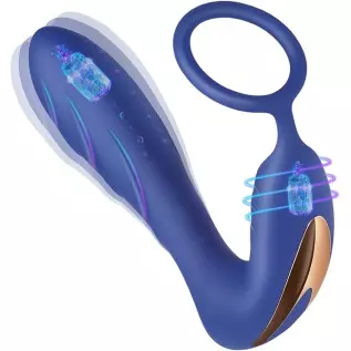 Vibrating Prostate Massager Anal Vibrator - BOMBEX, 10 Patterns Anal Plug with Cock Ring, G-spot Vibrator with Remote, Adult Sex