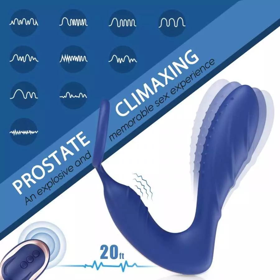 Vibrating Prostate Massager Anal Vibrator - BOMBEX, 10 Patterns Anal Plug with Cock Ring, G-spot Vibrator with Remote, Adult Sex