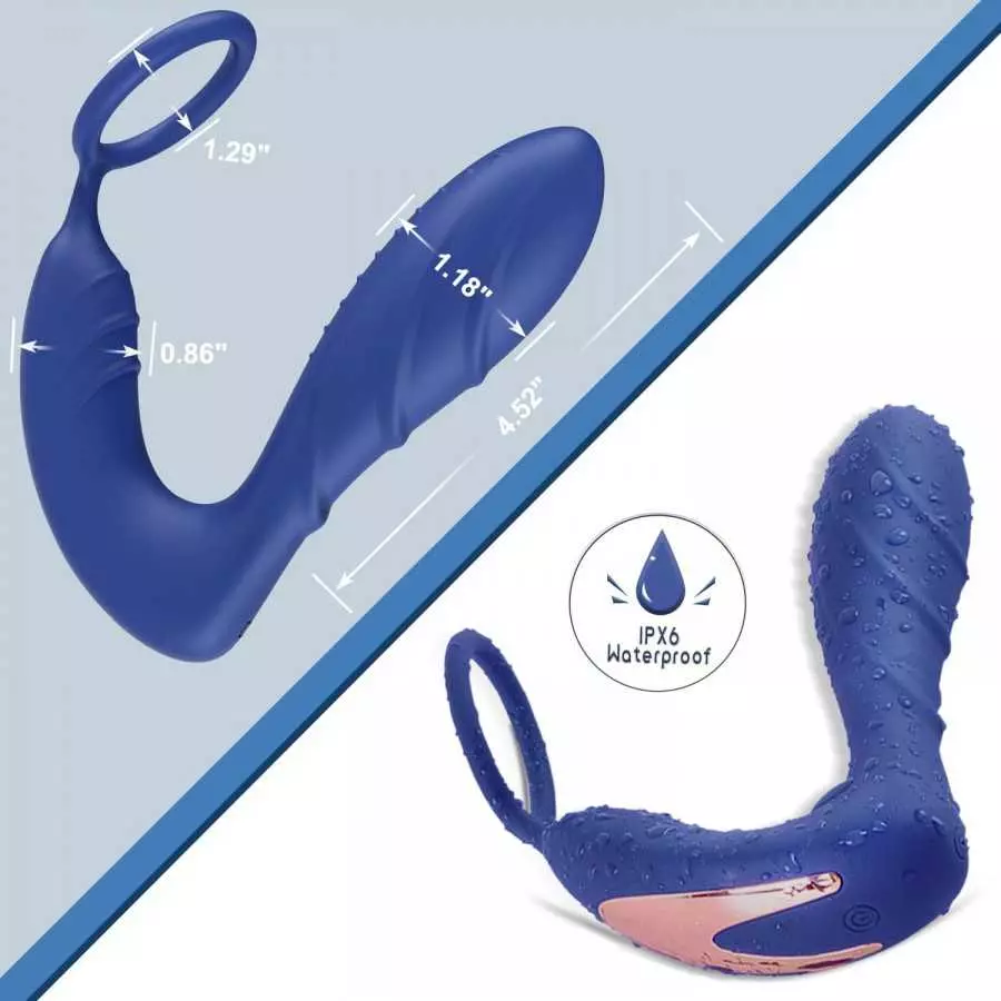 Vibrating Prostate Massager Anal Vibrator - BOMBEX, 10 Patterns Anal Plug with Cock Ring, G-spot Vibrator with Remote, Adult Sex