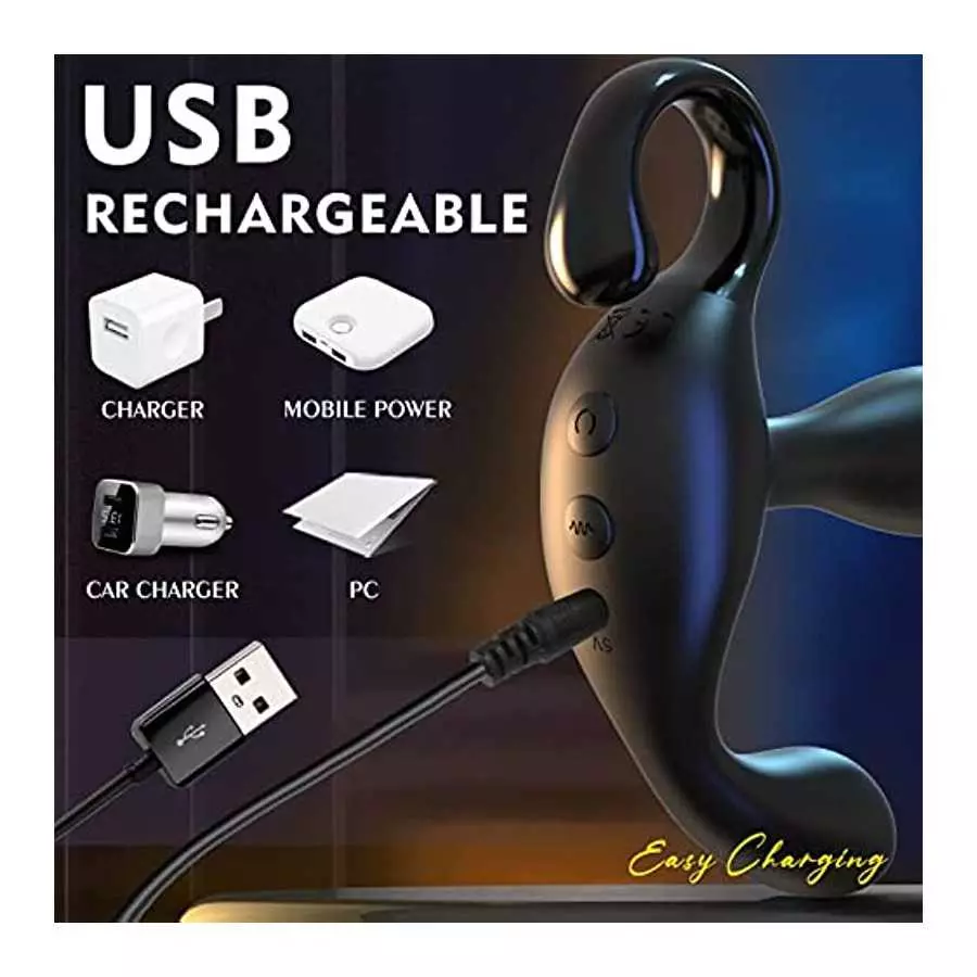 Wave Motion Vibrating Prostate Massager Sex Toy, Anal Sex Toys Vibrator with 10 Wave Motion & 10 Vibration Modes, Remote Control